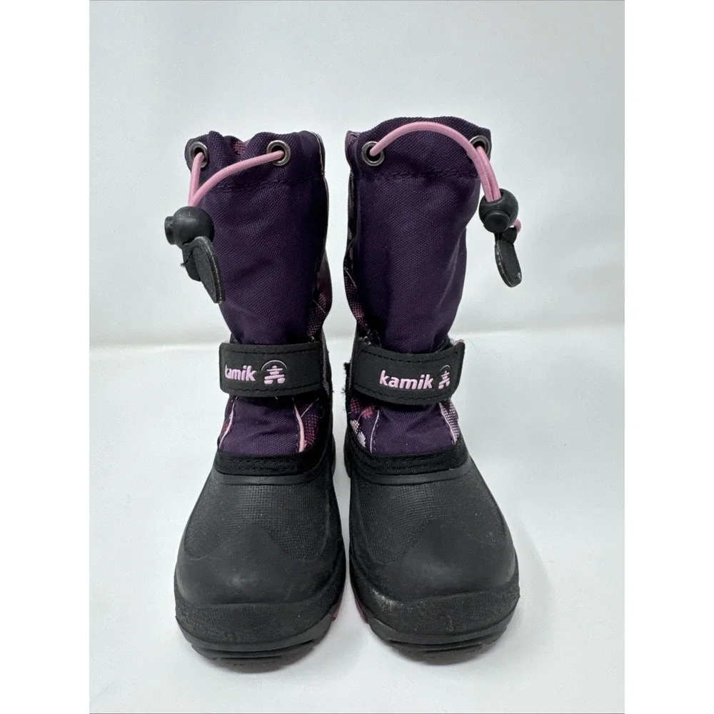 Kamik Snow Boots Winter‎ Boots 10 Purple Pink Floral Print Waterproof Warm Kids